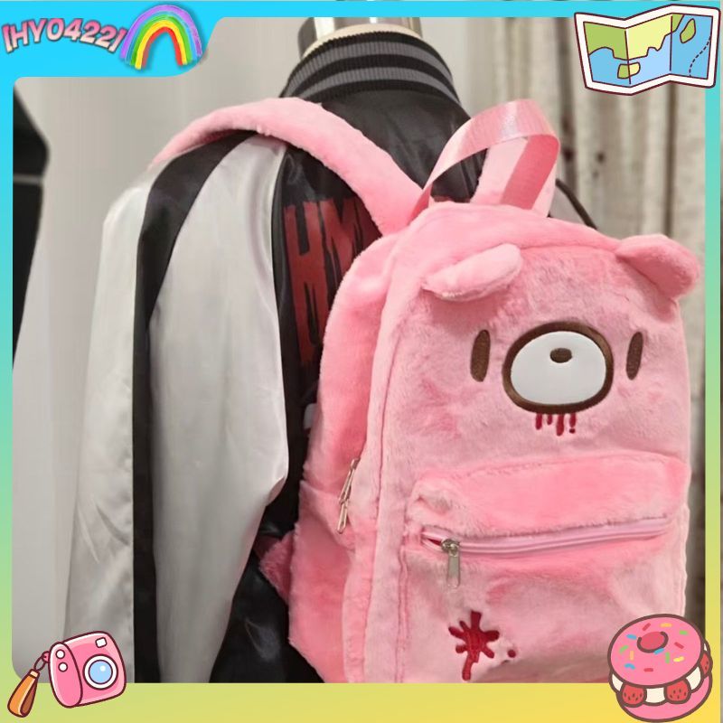 Fashion Backpack Women - Gloomy Bear Sevimli Sırt Çantası Pembe